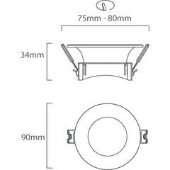 Eurolux Downlight White 90mm Excluding Lamp Holder White/White & Gunmetal/Black